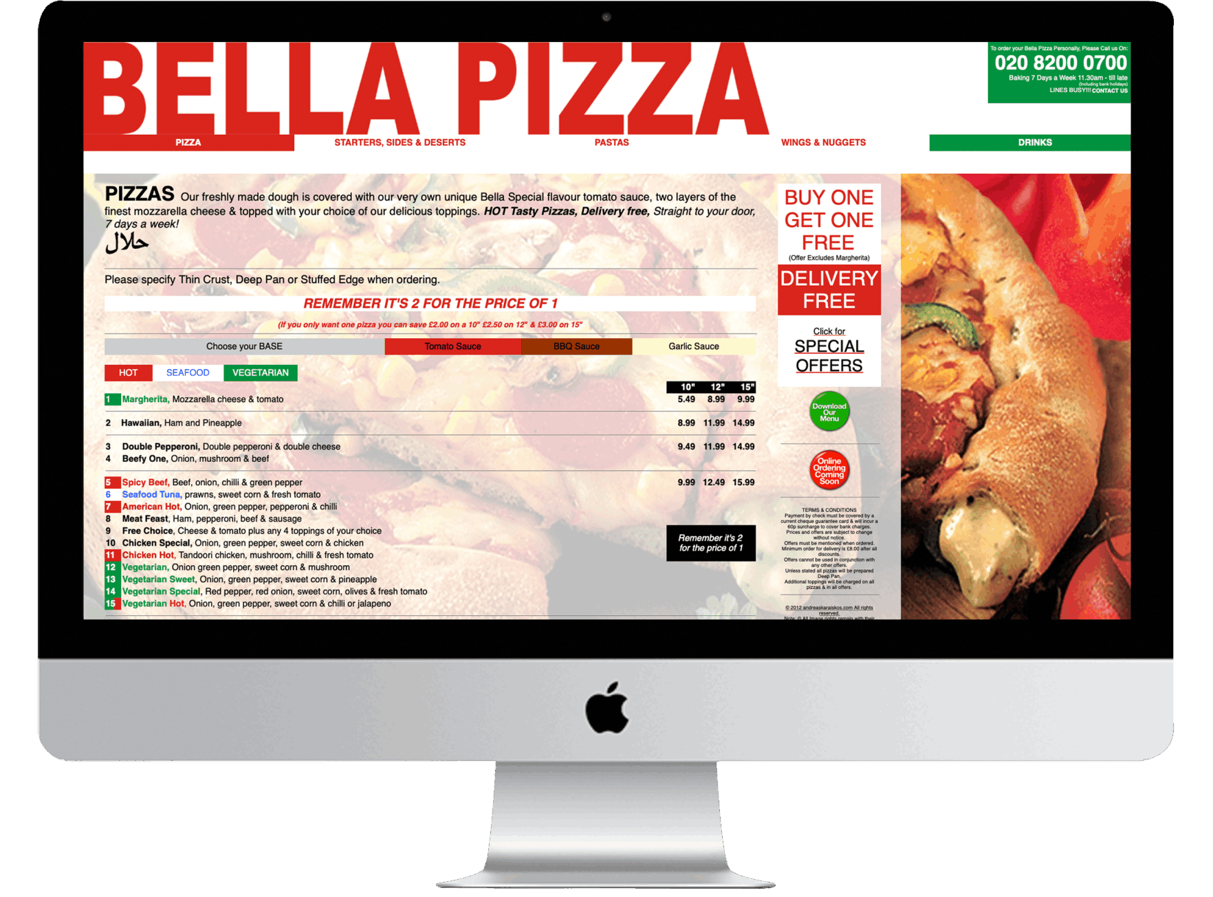 andreas karaiskos business communications through design website and graphic design Bella Pizza