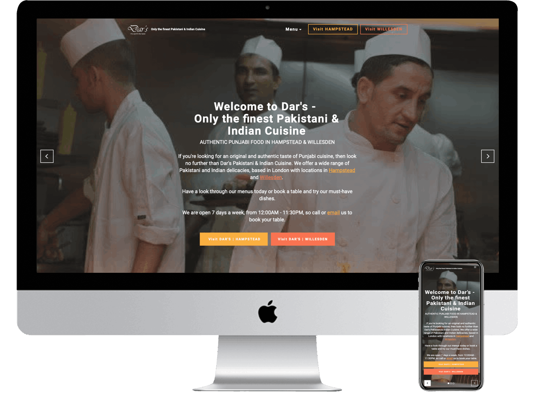 andreas karaiskos business communications through design website and graphic design DAR'S PAKISTANI RESTAURANT, BESPOKE WEBSITE DESIGN
