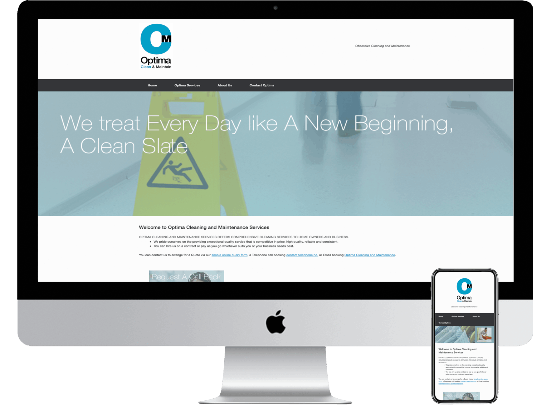 andreas karaiskos business communications through design website and graphic design Optima Cleaning & Maintenance LOGO, LOGOTYPE, CORPORATE IDENTITY, WEBSITE DESIGN.